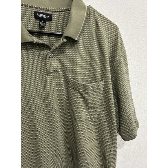 Van Heusen Olive Green Textured Polo Shirt Short Sleeve Classic Fit Sz XL - Picture 4 of 9